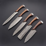 CUSTOM MADE CHEF KNIFE SET HAND FORGED DAMASCUS STEEL KITCHEN KNIVES SET WITH WOOD HANDLE