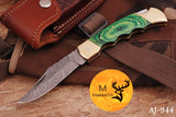 CUSTOM MADE POCKET KNIFE / HAND FORGED DAMASCUS STEEL FOLDING BLADE KNIFE / WOOD HANDLE 944