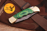 CUSTOM MADE POCKET KNIFE / HAND FORGED DAMASCUS STEEL FOLDING BLADE KNIFE / WOOD HANDLE 944