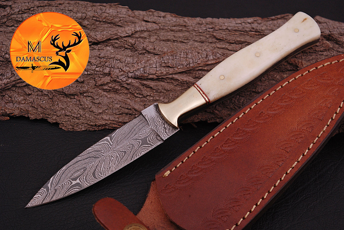 CUSTOM HANDMADE FORGED DAMASCUS STEEL BOOT KNIFE THROWING DAGGER HUNTING KNIFE EDC 864