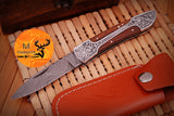 CUSTOM MADE POCKET KNIFE / HAND FORGED DAMASCUS STEEL FOLDING BLADE KNIFE / WOOD HANDLE 499