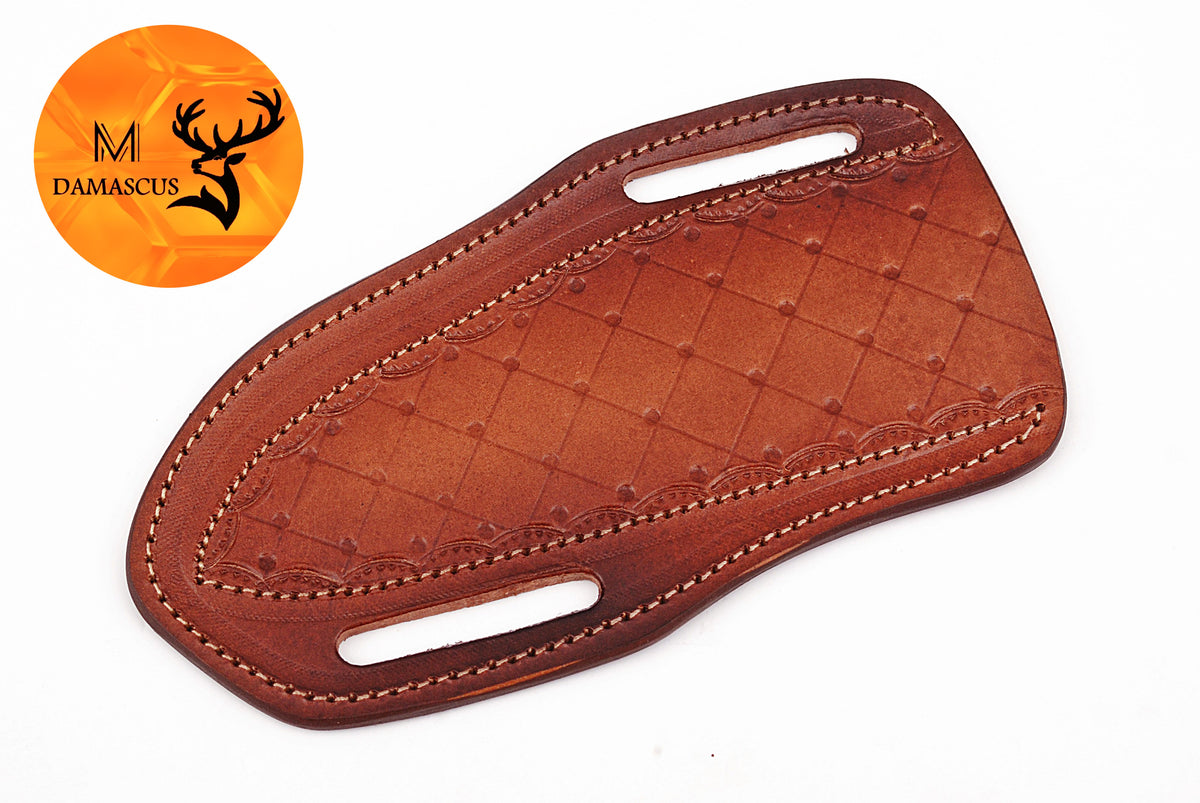 CUSTOM HANDMADE FULL ENGRAVED LEATHER SHEATH FOR FIXED BLADE KNIFE SURVIVAL EDC 911