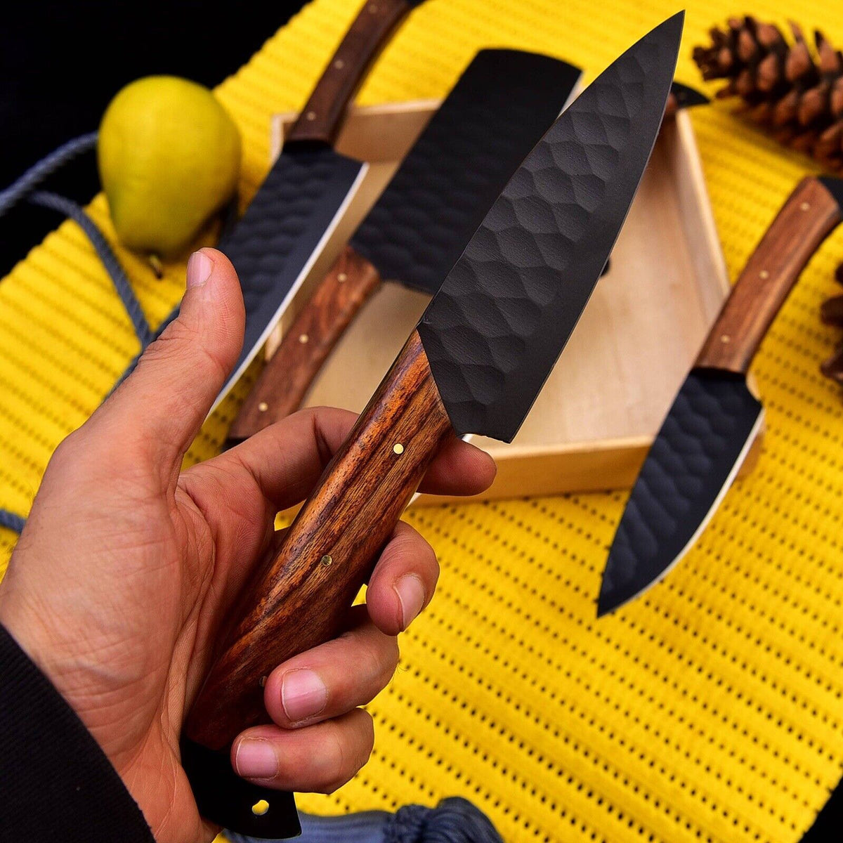 CUSTOM HANDMADE HAND FORGED CARBON STEEL CHEF KNIFE SET KITCHEN KNIVES-CUTLERY 2650