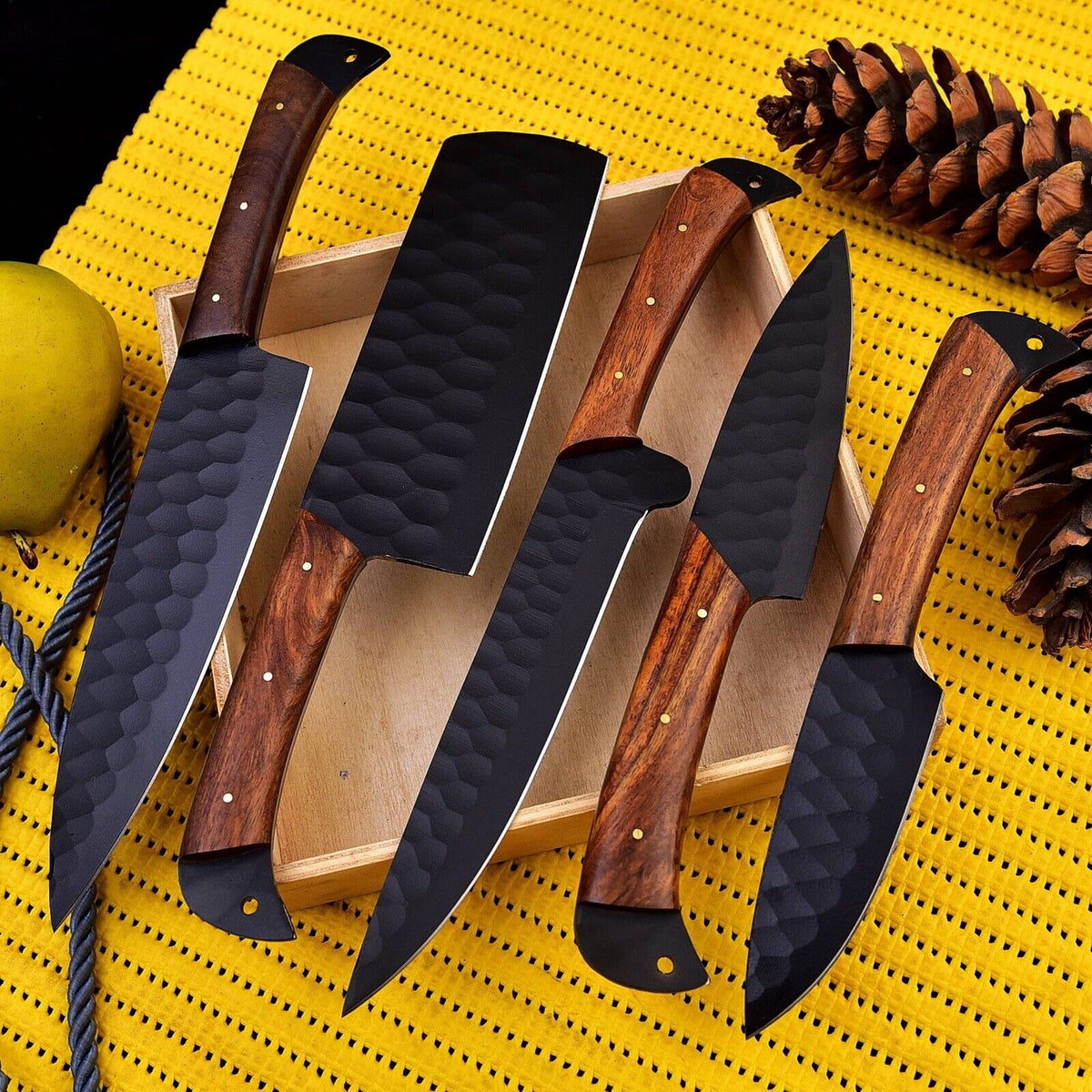 CUSTOM HANDMADE HAND FORGED CARBON STEEL CHEF KNIFE SET KITCHEN KNIVES-CUTLERY 2650