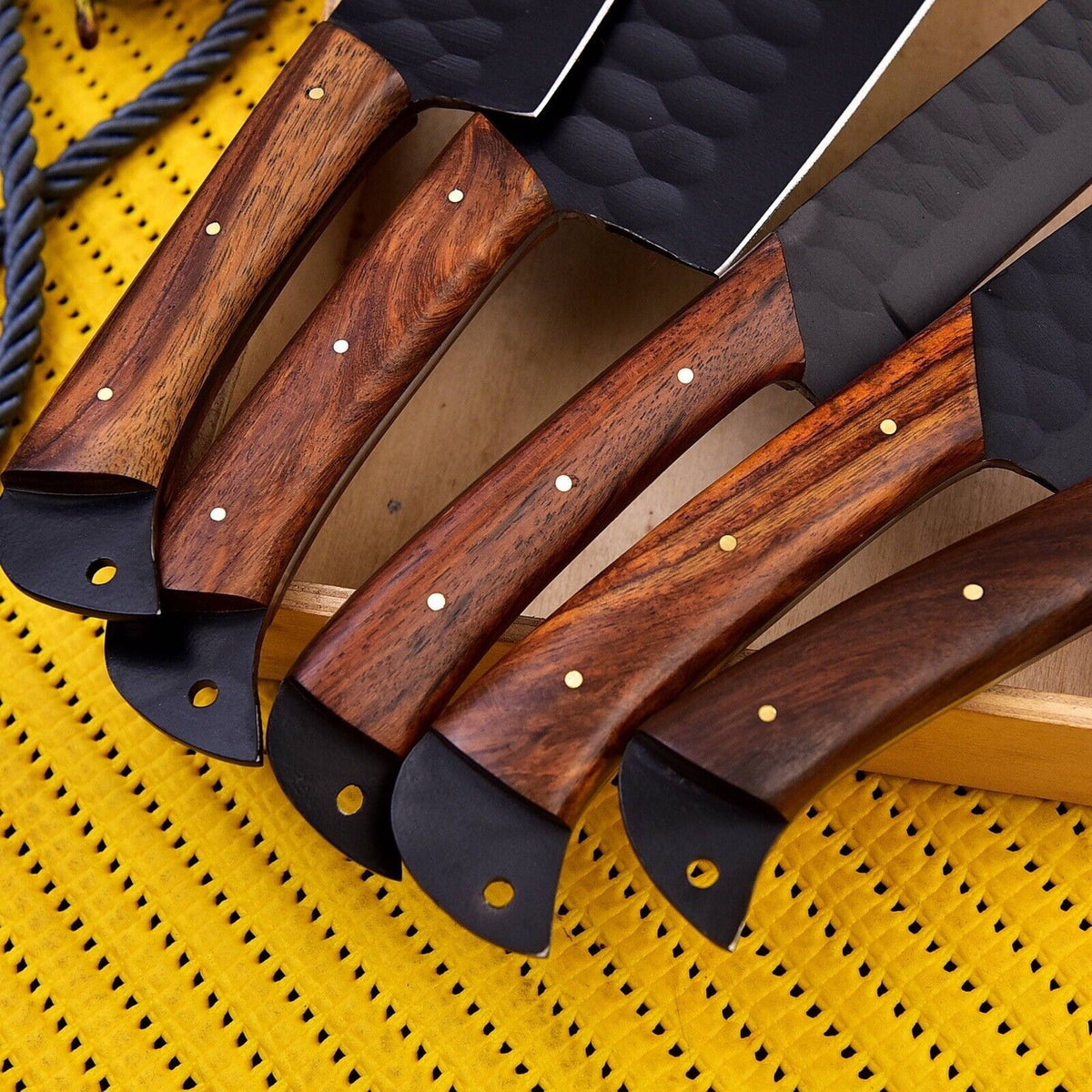 CUSTOM HANDMADE HAND FORGED CARBON STEEL CHEF KNIFE SET KITCHEN KNIVES-CUTLERY 2650