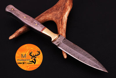 CUSTOM HANDMADE FORGED DAMASCUS STEEL BOOT KNIFE THROWING DAGGER HUNTING KNIFE EDC 676