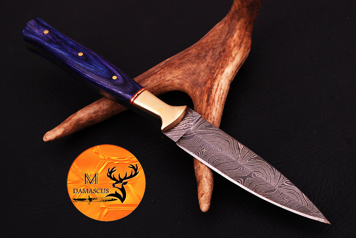 CUSTOM HANDMADE FORGED DAMASCUS STEEL BOOT KNIFE THROWING DAGGER HUNTING KNIFE EDC 677