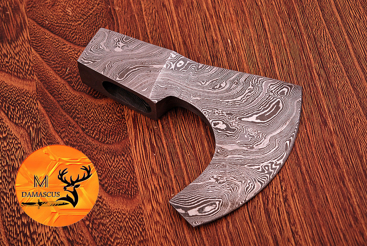 CUSTOM MADE HAND FORGED DAMASCUS STEEL AXE HEAD VIKING HATCHET TOMAHAWK