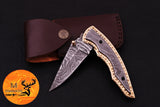 CUSTOM MADE POCKET KNIFE / HAND FORGED DAMASCUS STEEL FOLDING BLADE KNIFE / DAMASCUS STEEL HANDLE 556