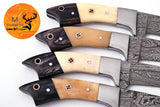 CUSTOM HANDMADE FORGED DAMASCUS STEEL STEAK KNIFE SET CHEF KNIFE SET KITCHEN KNIVES SET WITH CAMEL BONE HANDLE 1390