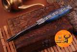 CUSTOM MADE TRAPPER KNIFE / HAND FORGED DAMASCUS STEEL FOLDING BLADE KNIFE / CAMEL BONE HANDLE 692