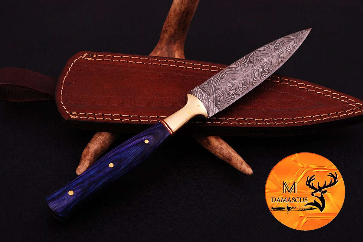 CUSTOM HANDMADE FORGED DAMASCUS STEEL BOOT KNIFE THROWING DAGGER HUNTING KNIFE EDC 677