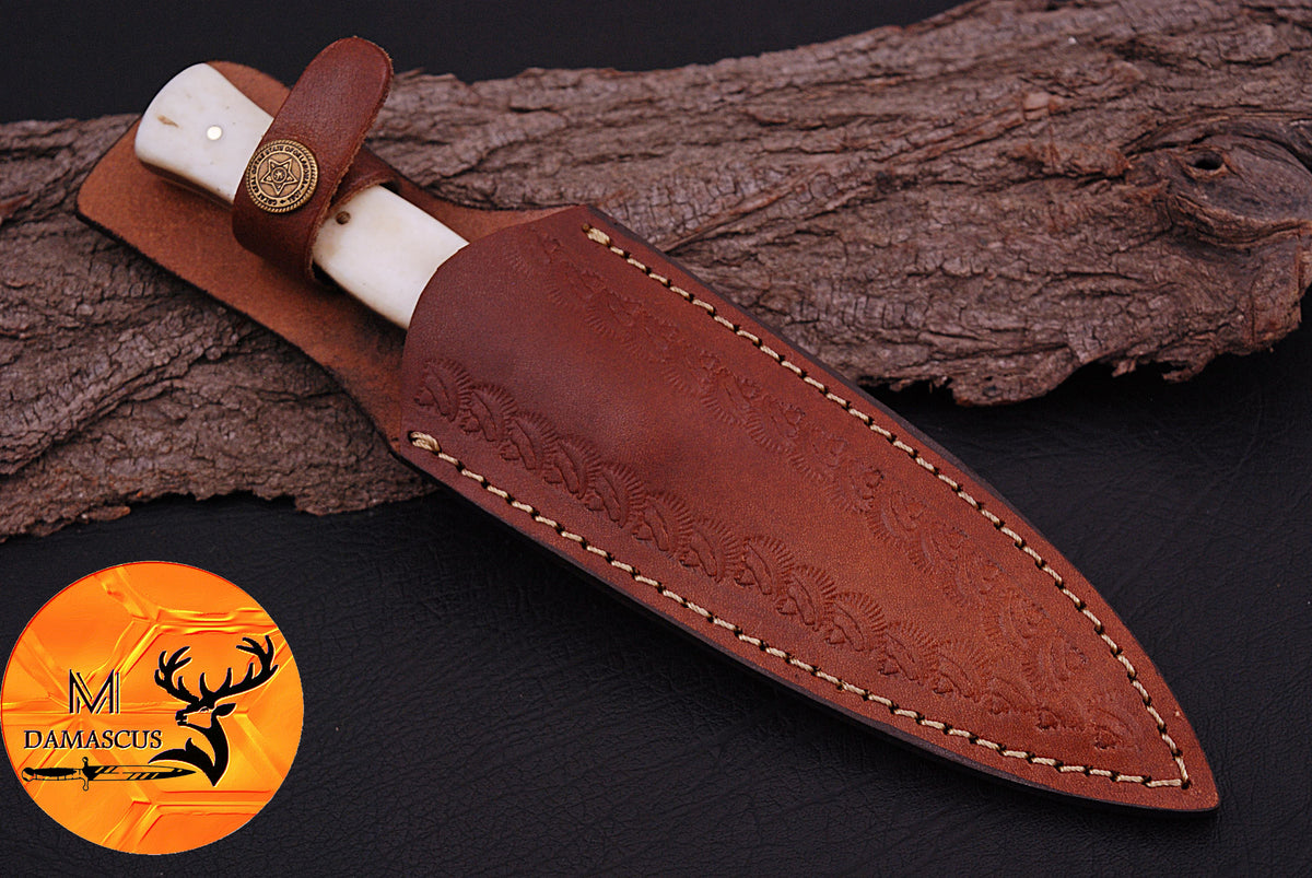 CUSTOM HANDMADE FORGED DAMASCUS STEEL BOOT KNIFE THROWING DAGGER HUNTING KNIFE EDC 864