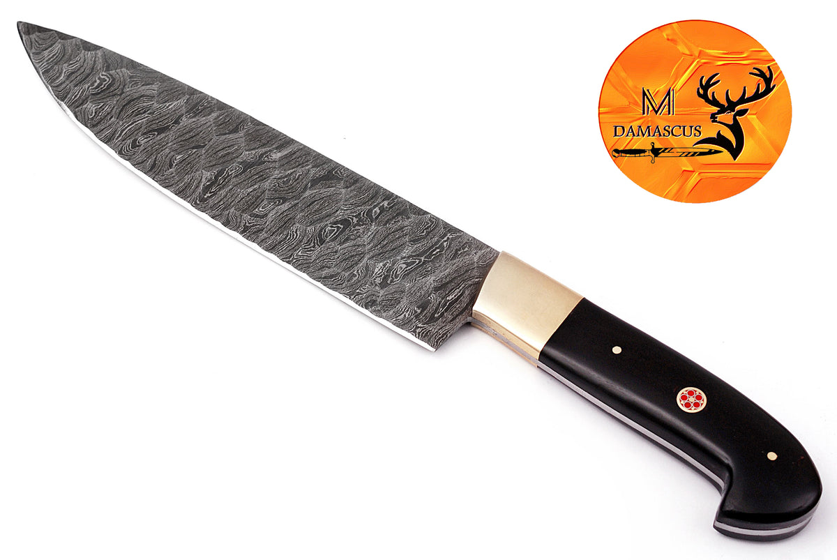 12" Inches Chef Knife Custom Made Hand Forged Damascus Steel Utility Kitchen Knife With Resin Handle 956