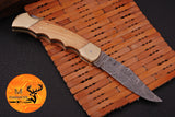 CUSTOM MADE POCKET KNIFE / HAND FORGED DAMASCUS STEEL FOLDING BLADE KNIFE / WOOD HANDLE 962