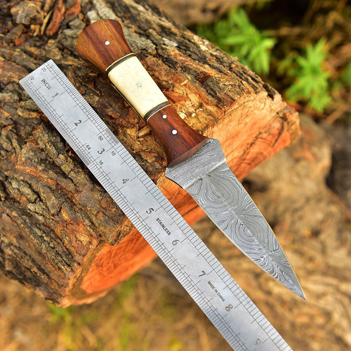 CUSTOM HANDMADE FORGED DAMASCUS STEEL BOOT KNIFE THROWIG HUNTING KNIFE EDC 2772