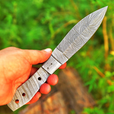 CUSTOM HANDMADE FORGED DAMASCUS STEEL BLANK BLADE BOOT KNIFE DAGGER HUNTING KNIFE 2762