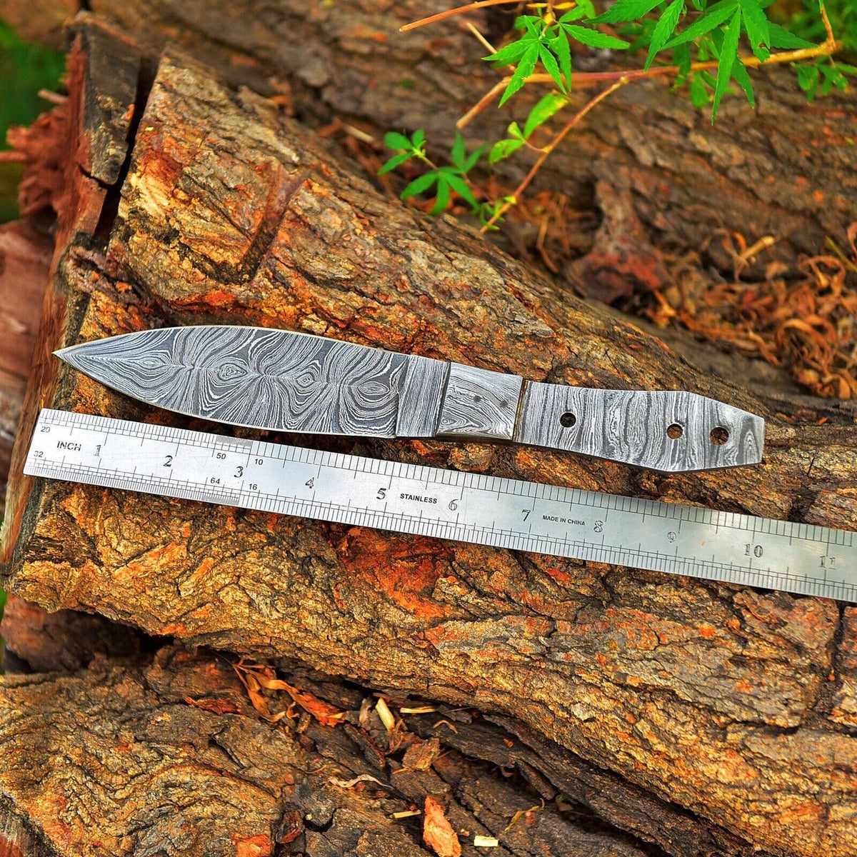 CUSTOM HANDMADE FORGED DAMASCUS STEEL BLANK BLADE BOOT KNIFE DAGGER HUNTING KNIFE 2762