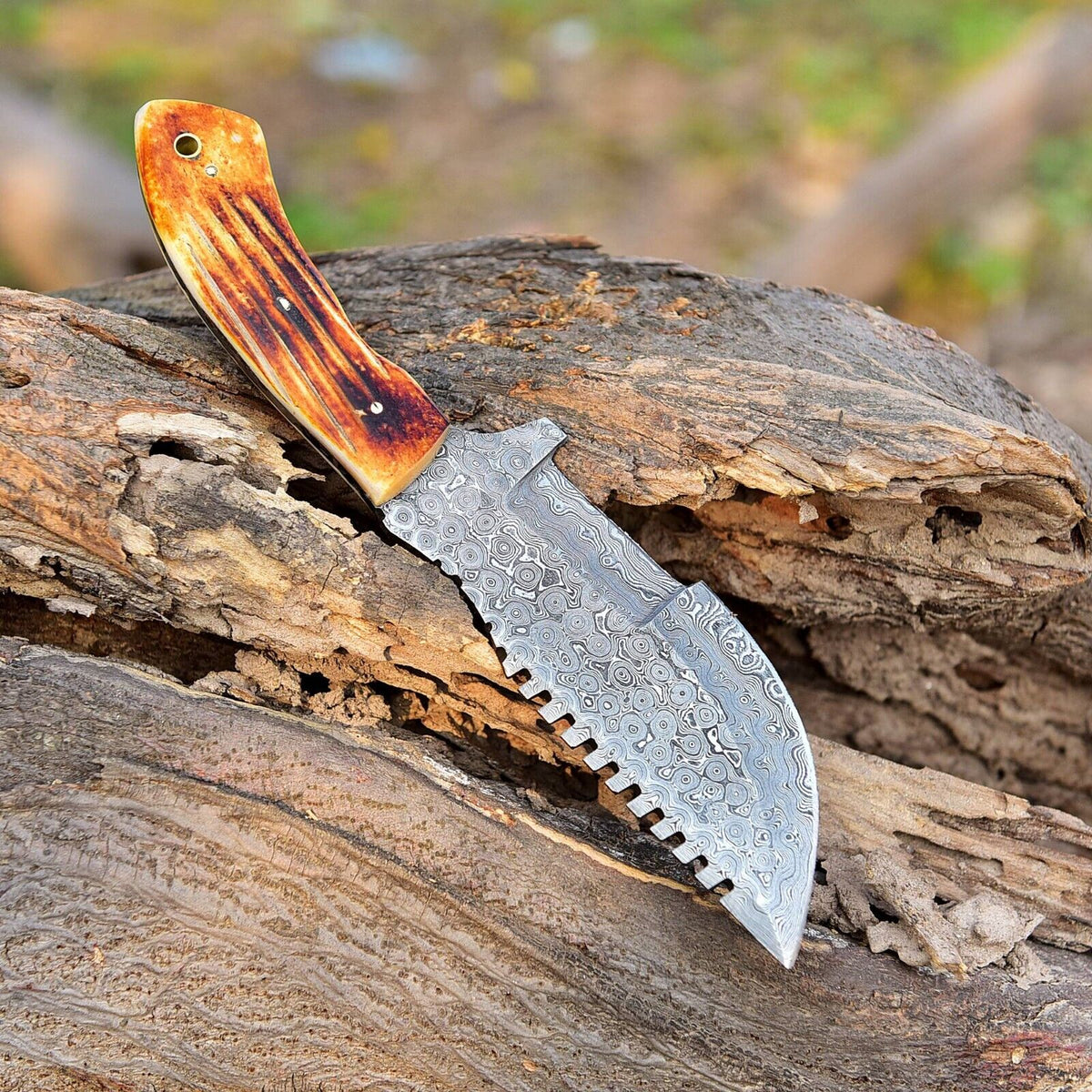 CUSTOM HANDMADE FORGED DAMASCUS STEEL TRACKER KNIFE HUNTING BOWIE KNIFE SURVIVAL EDC 2784