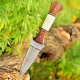 CUSTOM HANDMADE FORGED DAMASCUS STEEL BOOT KNIFE THROWIG HUNTING KNIFE EDC 2772