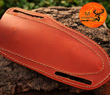CUSTOM HANDMADE ENGRAVE COW LEATHER SHEATH FOR FIXED BLADE KNIFE SURVIVAL EVERYDAY CARRY