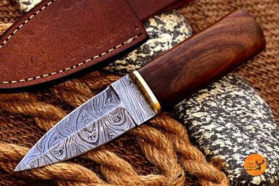 CUSTOM HANDMADE FORGED DAMASCUS STEEL BOOT KNIFE THROWIG HUNTING KNIFE EDC 2791