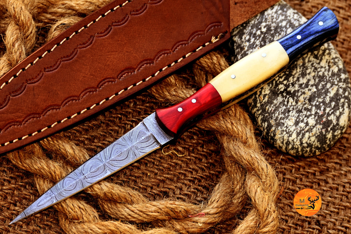 CUSTOM HANDMADE FORGED DAMASCUS STEEL BOOT KNIFE THROWIG HUNTING KNIFE EDC 1632