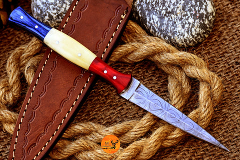 CUSTOM HANDMADE FORGED DAMASCUS STEEL BOOT KNIFE THROWIG HUNTING KNIFE EDC 1632
