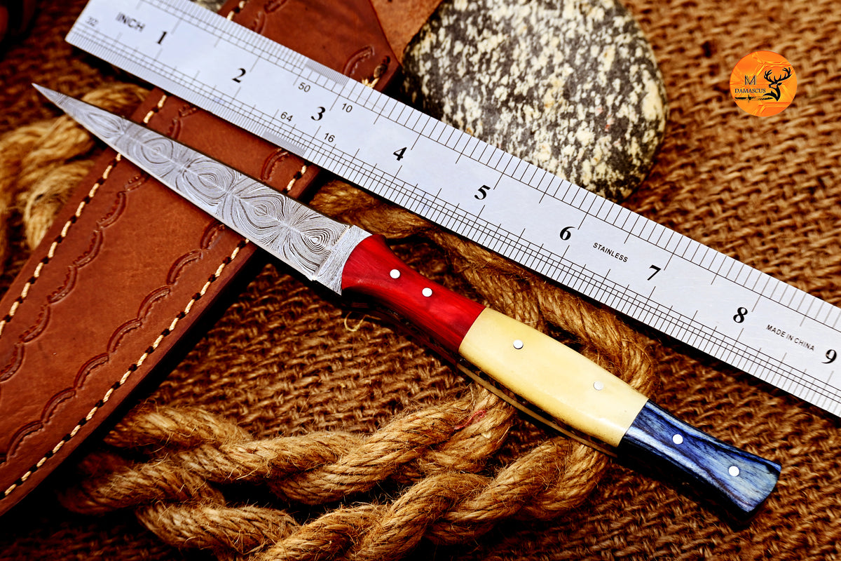 CUSTOM HANDMADE FORGED DAMASCUS STEEL BOOT KNIFE THROWIG HUNTING KNIFE EDC 1632