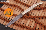 CUSTOM MADE FORGED DAMASCUS STEEL FOLDING POCKET KNIFE SKINNING HUNTING SURVIVAL EVERYDAY CARRY KNIFE 1261