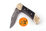 CUSTOM MADE POCKET KNIFE HAND FORGED DAMASCUS STEEL FOLDING BLADE KNIFE SKINNING HUNTING SURVIVAL EVARYDAY CARRY 1253