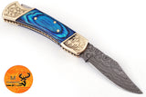 CUSTOM MADE POCKET KNIFE HAND FORGED DAMASCUS STEEL FOLDING BLADE KNIFE SKINNING HUNTING SURVIVAL EVARYDAY CARRY 1250