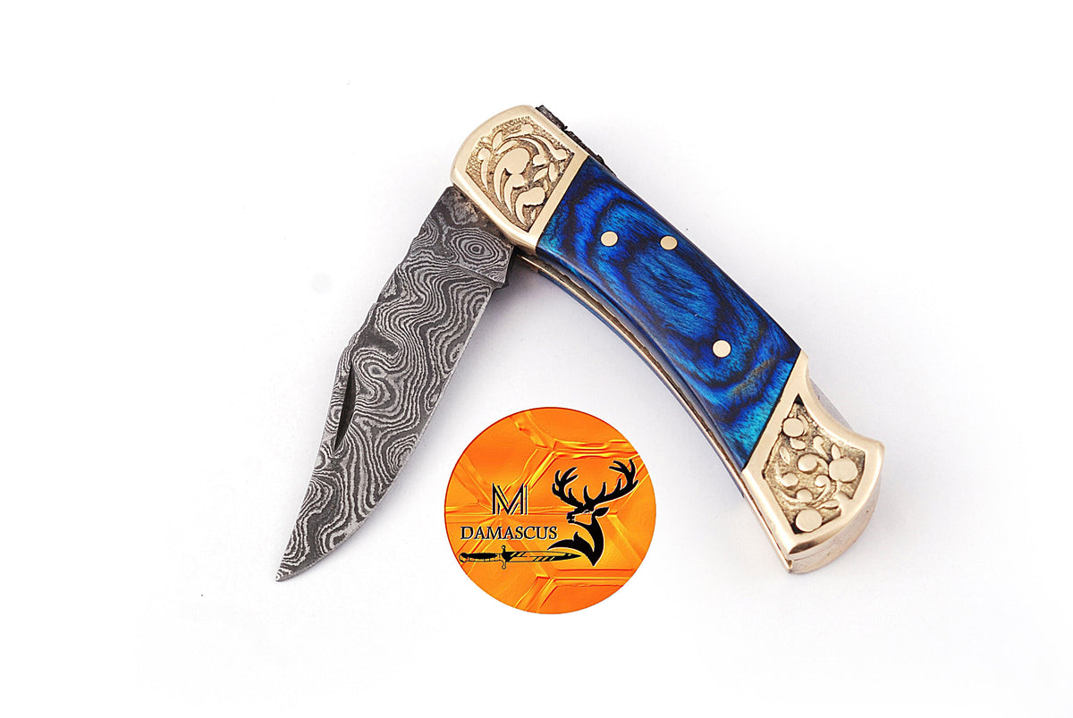 CUSTOM MADE POCKET KNIFE HAND FORGED DAMASCUS STEEL FOLDING BLADE KNIFE SKINNING HUNTING SURVIVAL EVARYDAY CARRY 1250
