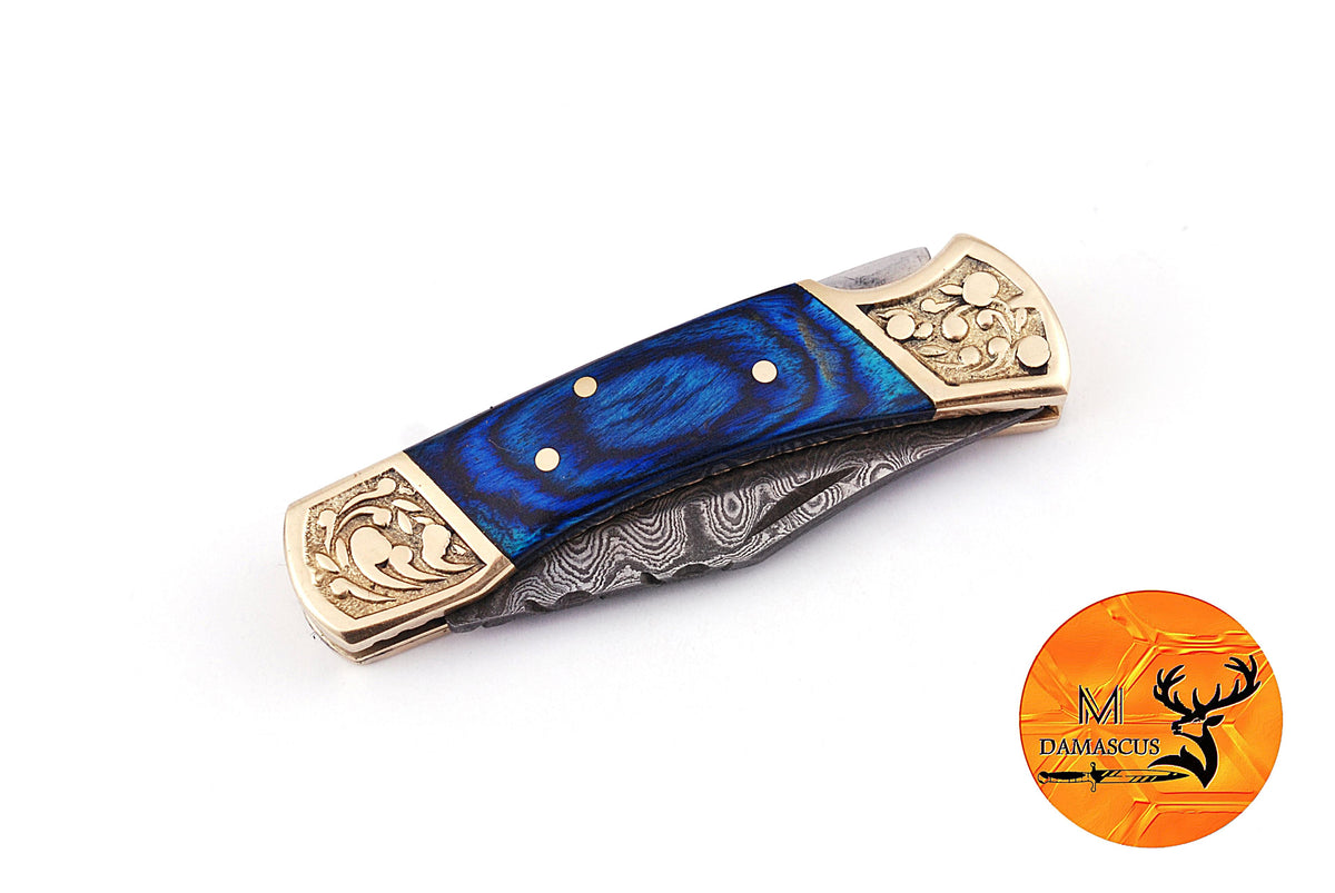 CUSTOM MADE POCKET KNIFE HAND FORGED DAMASCUS STEEL FOLDING BLADE KNIFE SKINNING HUNTING SURVIVAL EVARYDAY CARRY 1250