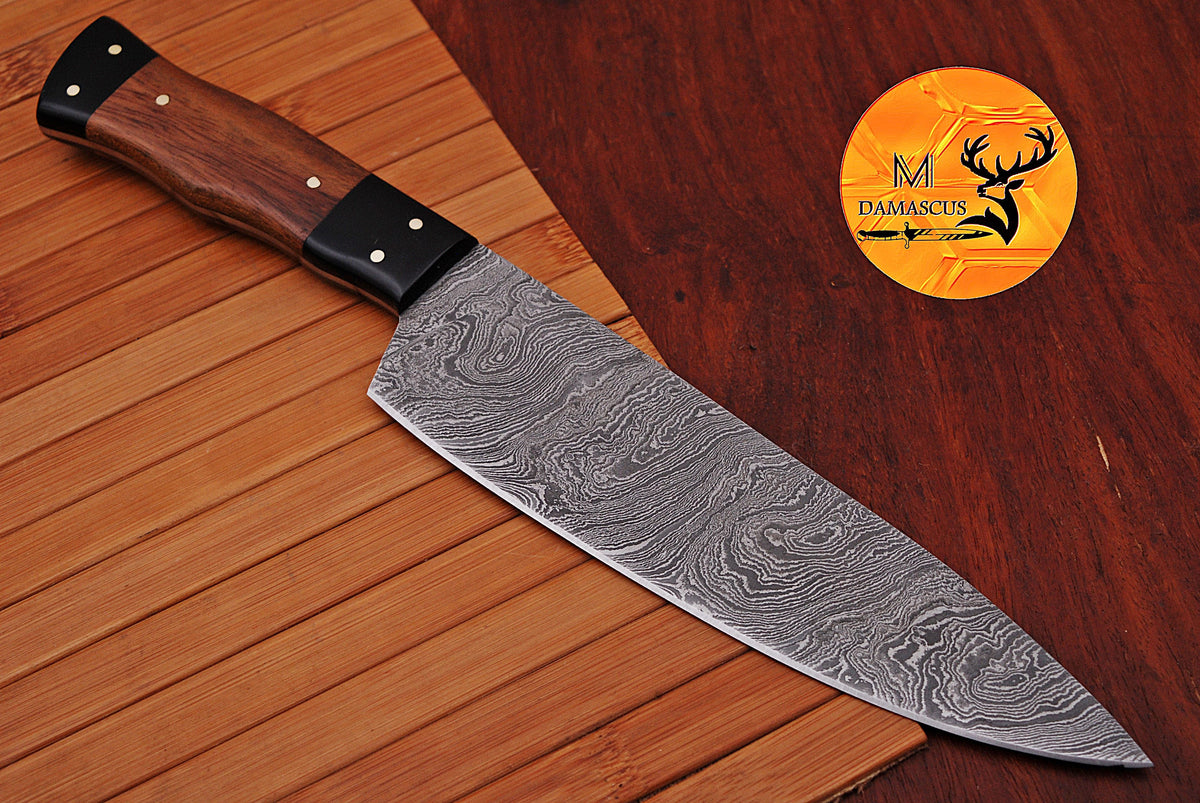 Chef Knife Custom Made Hand Forged Damascus Steel Utility Kitchen Knife With Wood & Resin Handle 1564