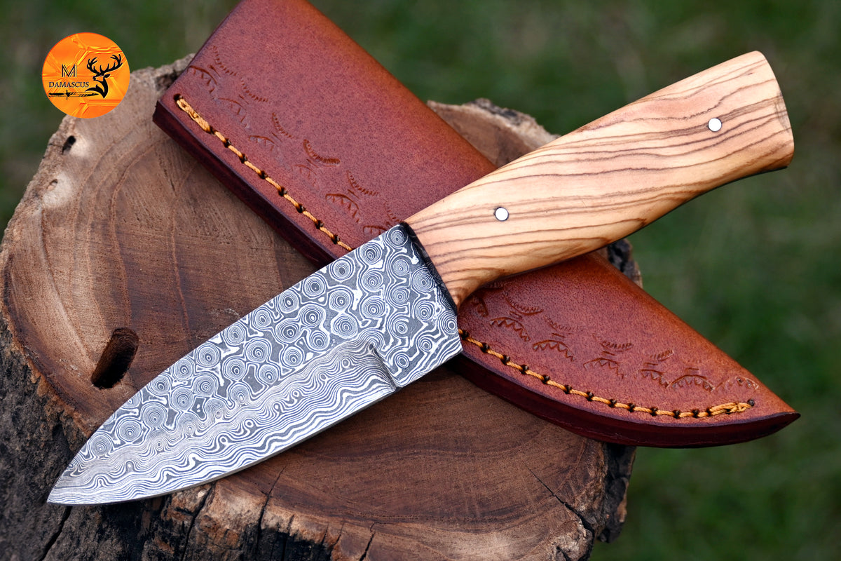 CUSTOM HANDMADE FORGED DAMASCUS STEEL SKINNING KNIFE HUNTING BOWIE SURVIVAL KNIFE EDC 2669