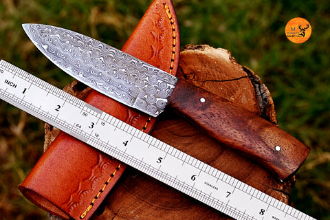 CUSTOM HANDMADE FORGED DAMASCUS STEEL SKINNING KNIFE HUNTING BOWIE SURVIVAL KNIFE EDC 2677