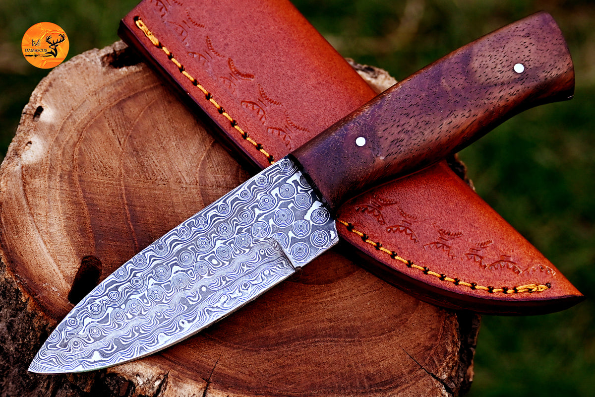 CUSTOM HANDMADE FORGED DAMASCUS STEEL SKINNING KNIFE HUNTING BOWIE SURVIVAL KNIFE EDC 2677