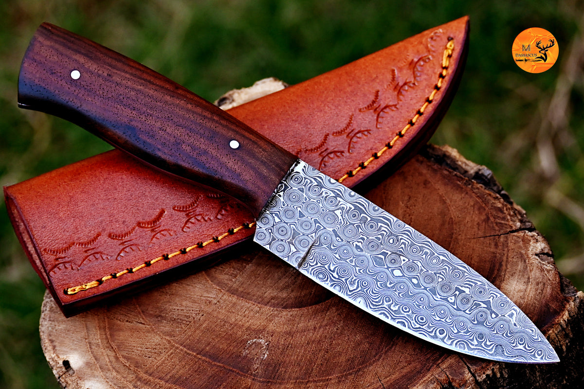 CUSTOM HANDMADE FORGED DAMASCUS STEEL SKINNING KNIFE HUNTING BOWIE SURVIVAL KNIFE EDC 2677