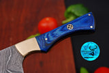 Chef Knife Custom Made Hand Forged Damascus Steel Utility Kitchen Knife With Wood And Brass Bolster Handle