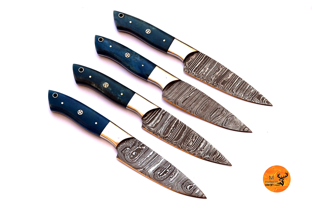 CUSTOM HANDMADE FORGED DAMASCUS STEEL STEAK KNIFE SET CHEF KNIFE SET KITCHEN KNIVES SET 2706