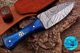 CUSTOM HANDMADE FORGED DAMASCUS STEEL BOOT KNIFE THROWING HUNTING KNIFE EDC WOOD HANDLE 1705