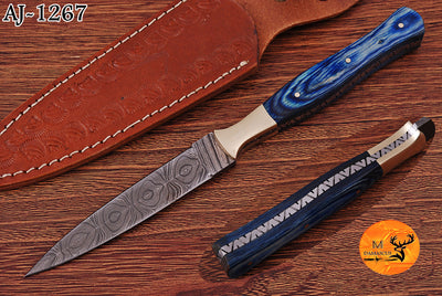 CUSTOM HANDMADE FORGED DAMASCUS STEEL BOOT KNIFE THROWIG HUNTING KNIFE EDC 1267