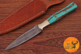 CUSTOM HANDMADE FORGED DAMASCUS STEEL BOOT KNIFE THROWING DAGGER HUNTING KNIFE EDC 863