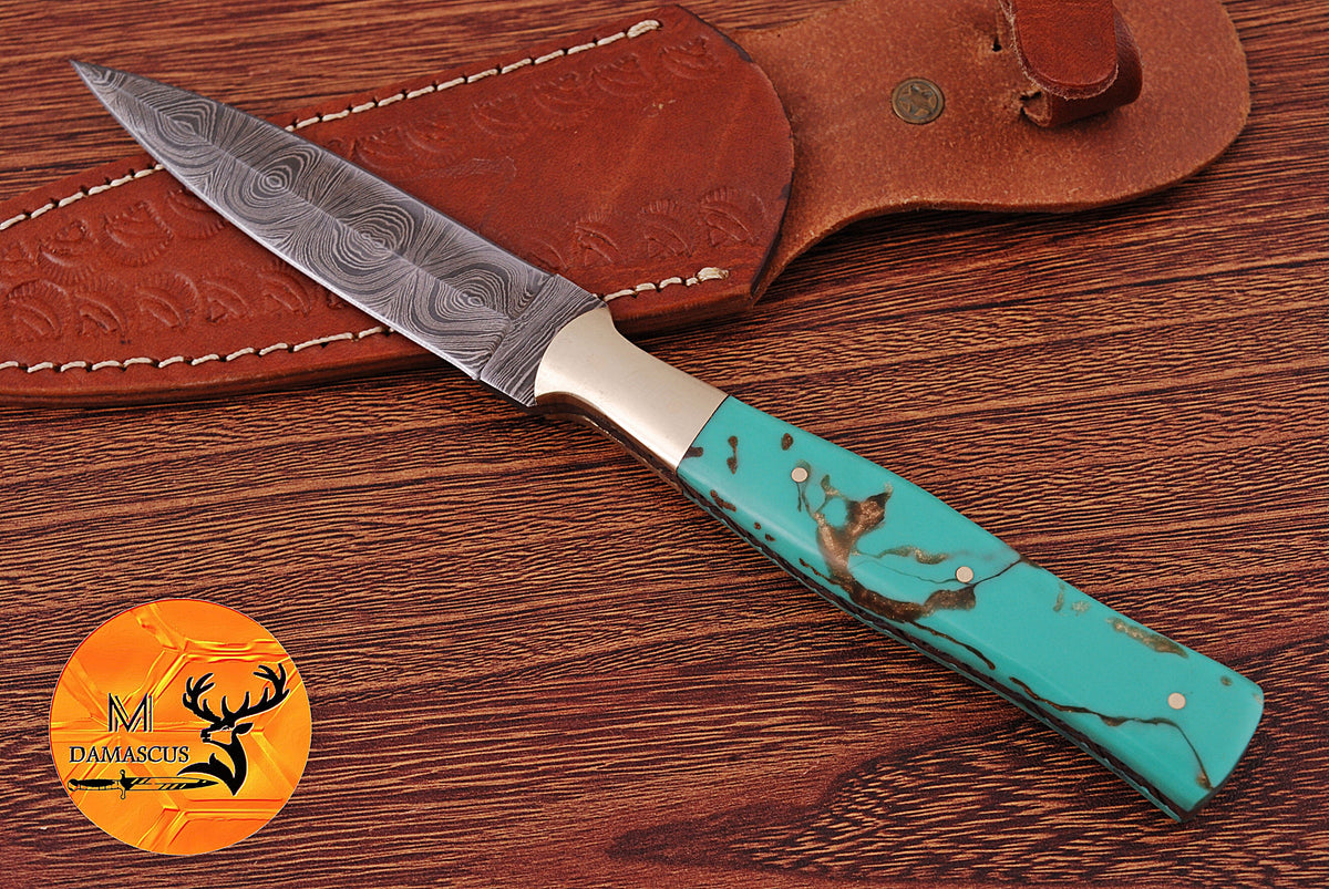 CUSTOM HANDMADE FORGED DAMASCUS STEEL BOOT KNIFE THROWING DAGGER HUNTING KNIFE EDC 863