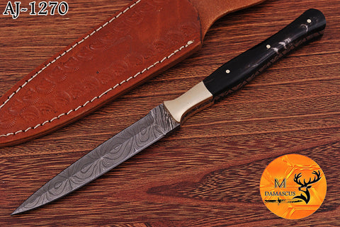 CUSTOM HANDMADE FORGED DAMASCUS STEEL BOOT KNIFE THROWIG HUNTING KNIFE EDC 1270