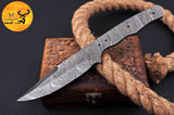 CUSTOM HANDMADE FORGED DAMASCUS STEEL BLANK BLADE SKINNING HUNTING KNIFE 1729