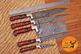 CUSTOM MADE CHEF KNIFE SET HAND FORGED DAMASCUS STEEL KITCHEN KNIVES SET WITH WOOD HANDLE 1574