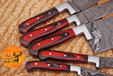CUSTOM MADE CHEF KNIFE SET HAND FORGED DAMASCUS STEEL KITCHEN KNIVES SET WITH WOOD HANDLE 1574