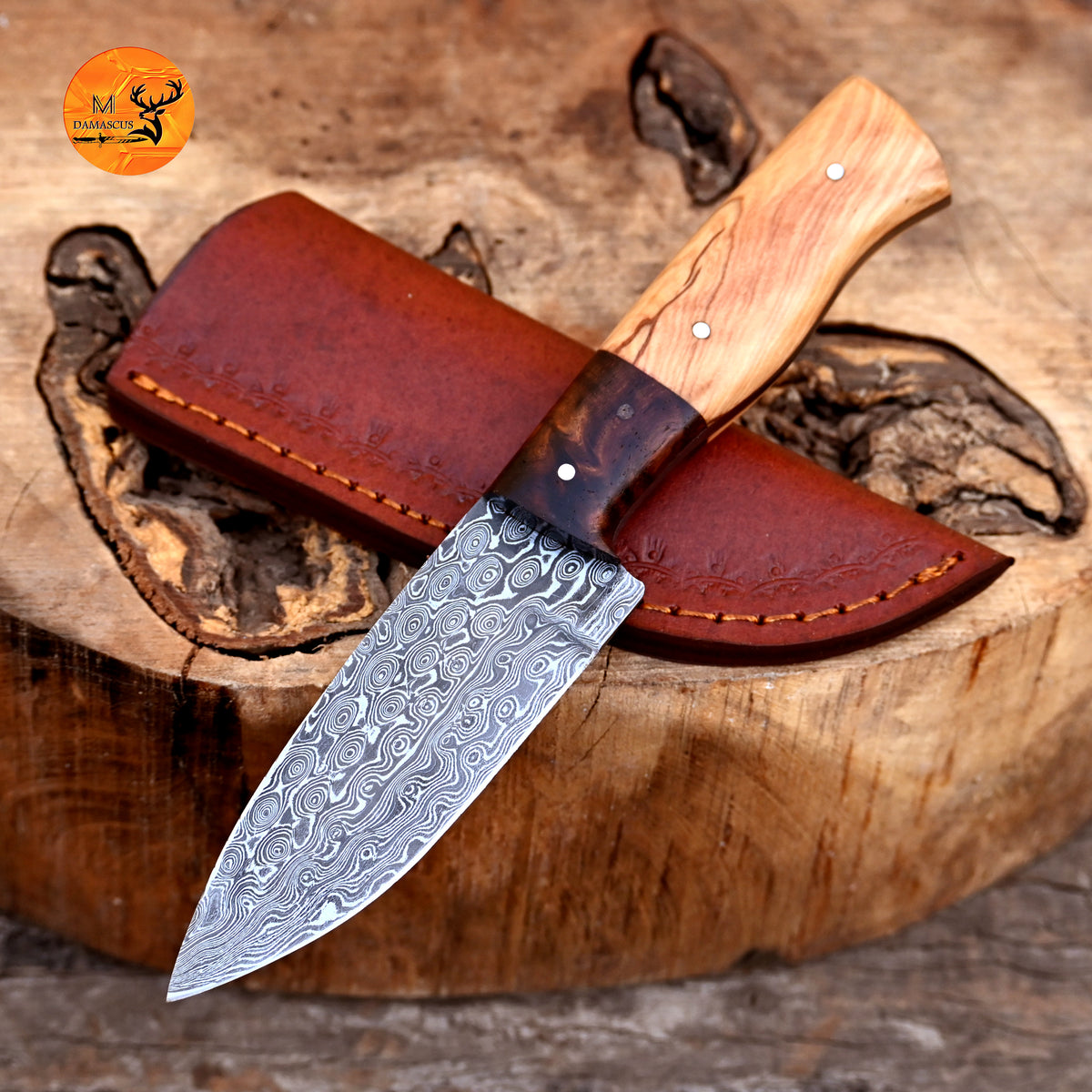 CUSTOM HANDMADE FORGED DAMASCUS STEEL SKINNING KNIFE HUNTING BOWIE SURVIVAL KNIFE EDC 2676